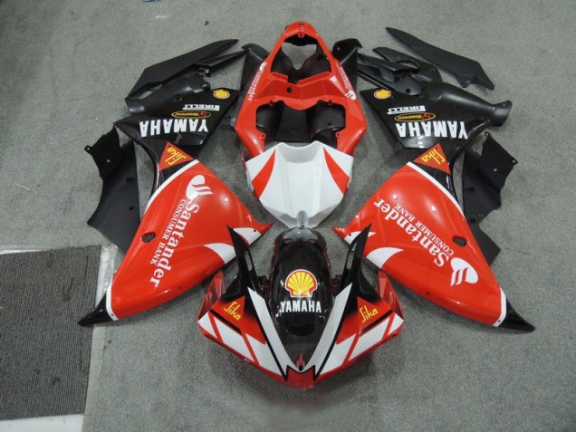 2009-2011 Black White Santander Red Yamaha YZF R1 Motorcycle Fairing Kits