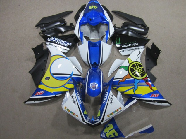 Abs 2012-2014 Blue White Yellow 46 Yamaha YZF R1 Motorcycle Replacement Fairings