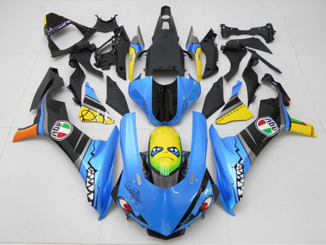 Abs 2015-2019 Blue Yellow Shark Yamaha YZF R1 Motorcycle Replacement Fairings