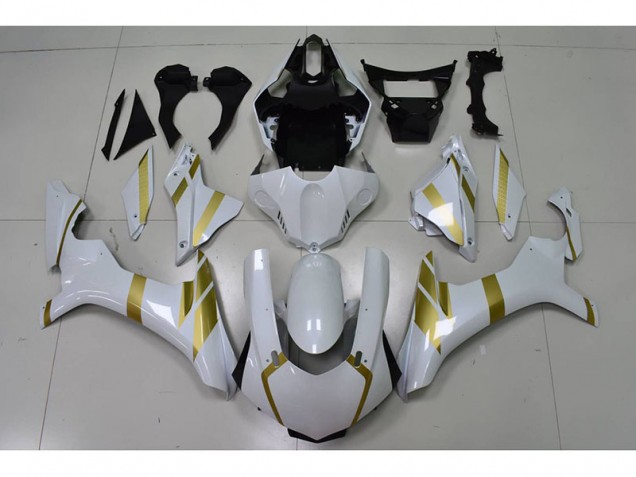 Abs 2015-2019 White with Gold Decal Yamaha YZF R1 Motor Fairings