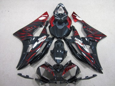 Abs 2006-2007 Black Red Flame Yamaha YZF R6 Motorcycle Bodywork